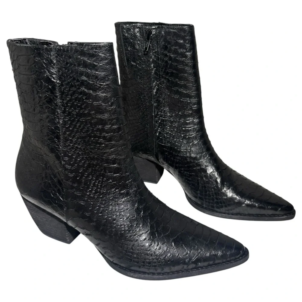 Matisse Caty Bootie Boot Black Croc Print Leather Size 9 Women‎